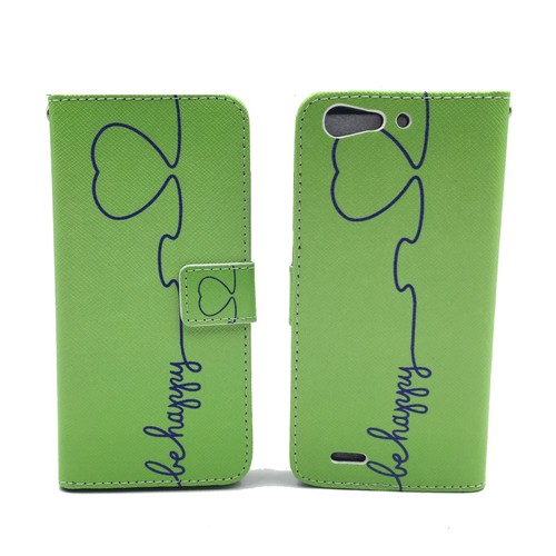  Handyh�lle Tasche f�r Case Handy ZTE Blade V6 Be Happy Gr�n