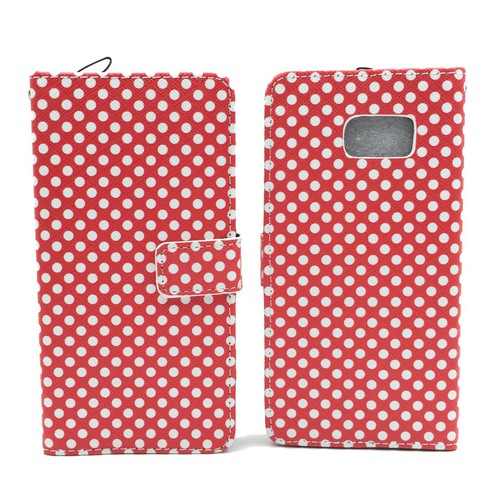 Handyh�lle Tasche f�r Handy Samsung Galaxy S6 Edge Plus Polka Dot Rot