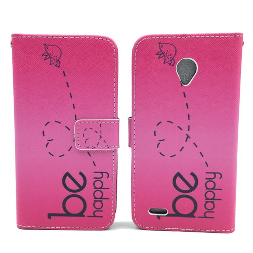 Handyh�lle Tasche f�r Handy Vodafone Smart Prime 6 Be Happy Pink