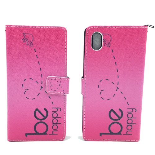 Handyh�lle Tasche f�r Handy Sony Sony Xperia M4 Aqua Be Happy Pink