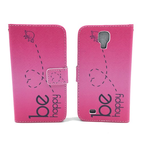 Handyh�lle Tasche f�r Handy Samsung Galaxy S4 Be Happy Pink