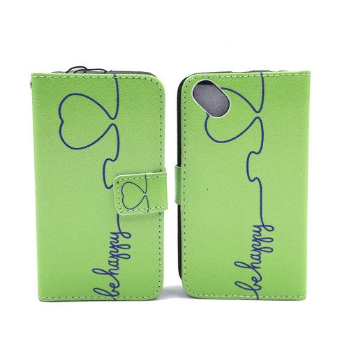 Handyh�lle Tasche f�r Handy Wiko Sunset 2  Be Happy Gr�n