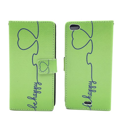 Handyh�lle Tasche f�r Handy Wiko Highway Pure  Be Happy Gr�n