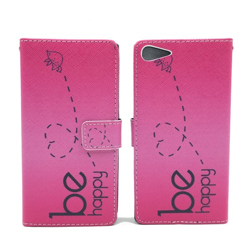 Handyh�lle Tasche f�r Handy Wiko Highway Star  Be Happy Pink