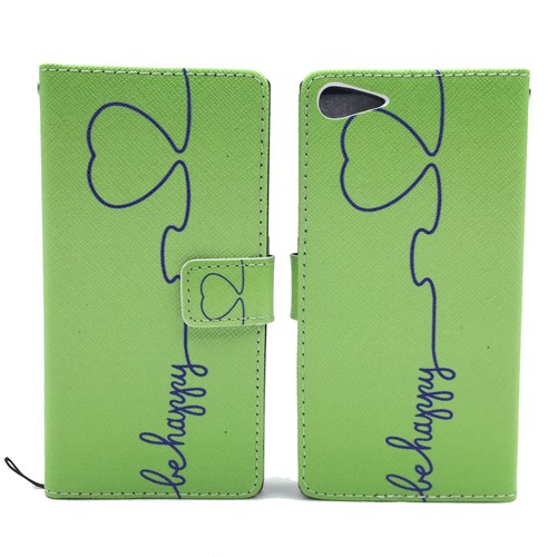 Handyh�lle Tasche f�r Handy Wiko Highway Star  Be Happy Gr�n