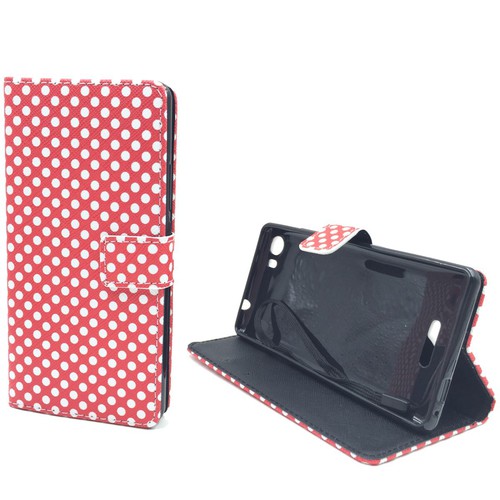 Handyh�lle Tasche f�r Handy Wiko Fever 4G  Polka Dot Rot
