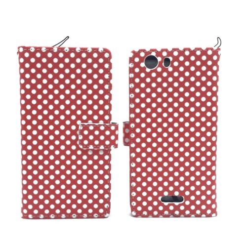 Handyh�lle Tasche f�r Handy Wiko Ridge 4G Polka Dot Rot