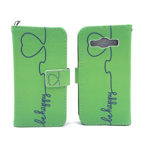 Handyh�lle Tasche f�r Handy Samsung Galaxy A3 Be Happy Gr�n