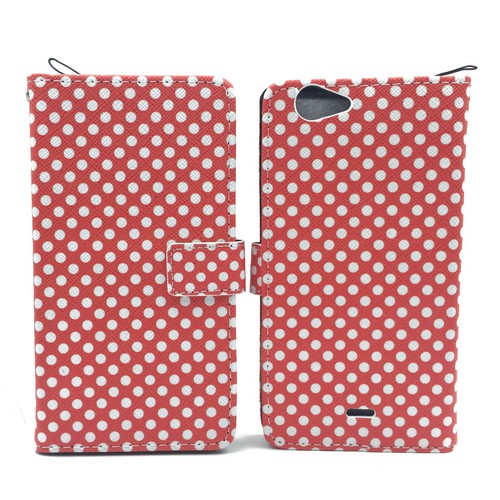 Handyh�lle Tasche f�r Handy Wiko Pulp Fab 4G Polka Dot Rot