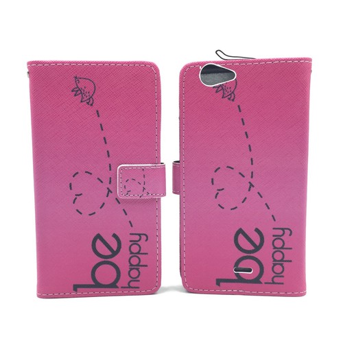 Handyh�lle Tasche f�r Handy Wiko Pulp Fab 4G Be Happy Pink