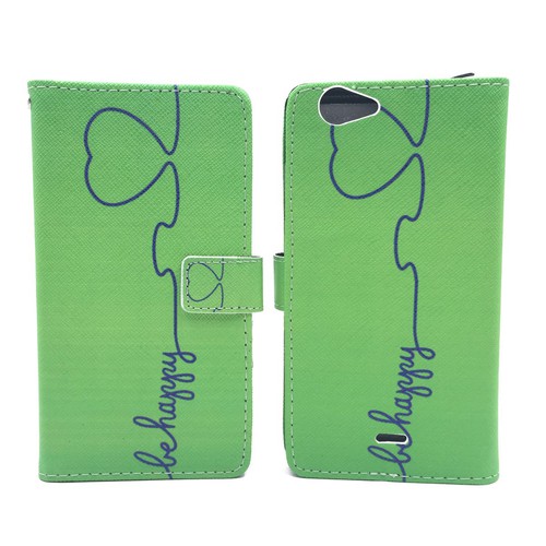 Handyh�lle Tasche f�r Handy Wiko Pulp Fab 4G Be Happy Gr�n