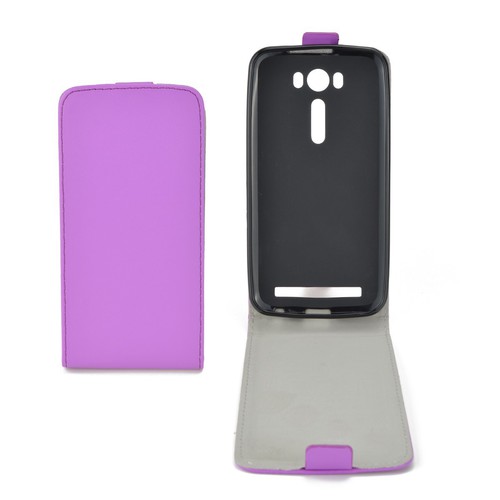 Flip Schutz H�lle f�r Asus Zenfone 2 Laser (5,0 Zoll) Lila Leder-Imitat Slim Flex