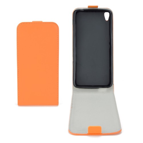 Flip Schutz H�lle f�r Alcatel Idol 3 (5.5) Orange Leder-Imitat Slim Flex
