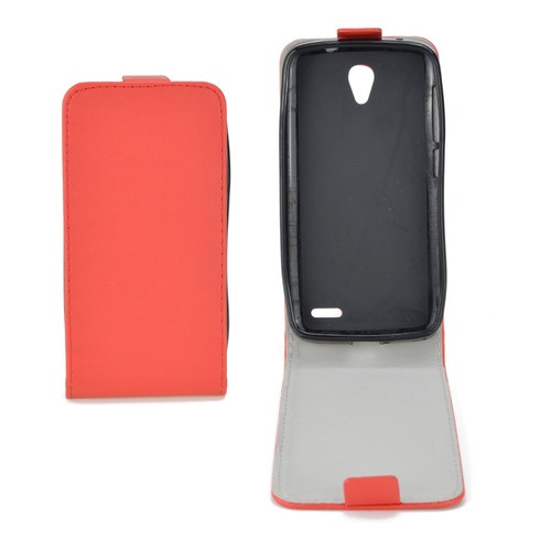 Flip Schutz H�lle f�r Alcatel Pop 2 (4.5) Rot Leder-Imitat Slim Flex