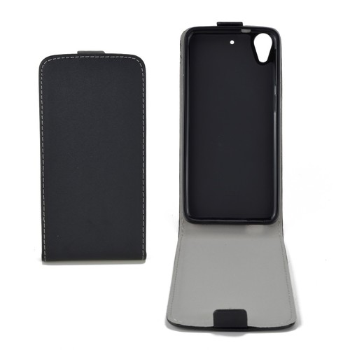 Flip Schutz H�lle f�r HTC Desire 626 Schwarz Leder-Imitat Slim Flex