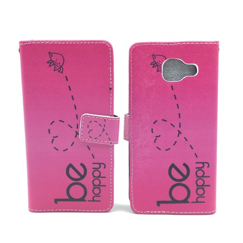Handyh�lle Tasche f�r Handy Samsung Galaxy A3 (2016) Be Happy Pink