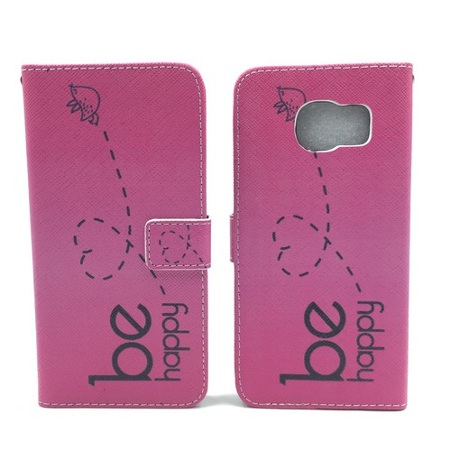Handyh�lle Tasche f�r Handy Samsung Galaxy S7 Edge Be Happy Pink