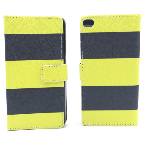 Handyh�lle Tasche f�r Handy Huawei P8 Schwarz / Gelb