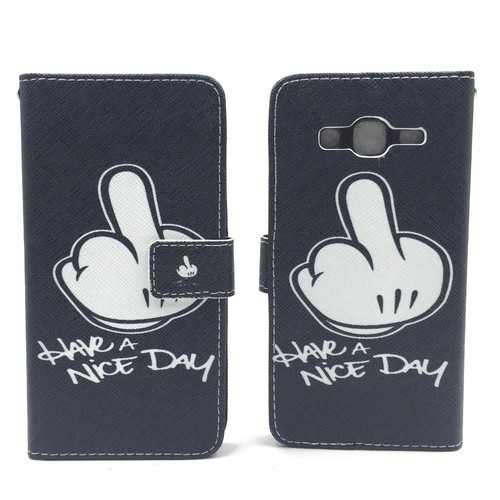 Handyh�lle Tasche f�r Handy Samsung Galaxy J5 Have A Nice Day Schwarz
