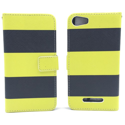 Handyh�lle Tasche f�r Handy Wiko Lenny 2 Schwarz / Gelb