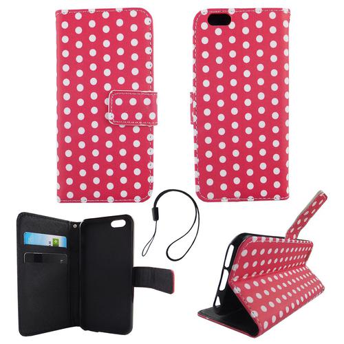 Handyh�lle Tasche f�r Handy Apple iPhone 6 / 6s Polka Dot Pink Weiss
