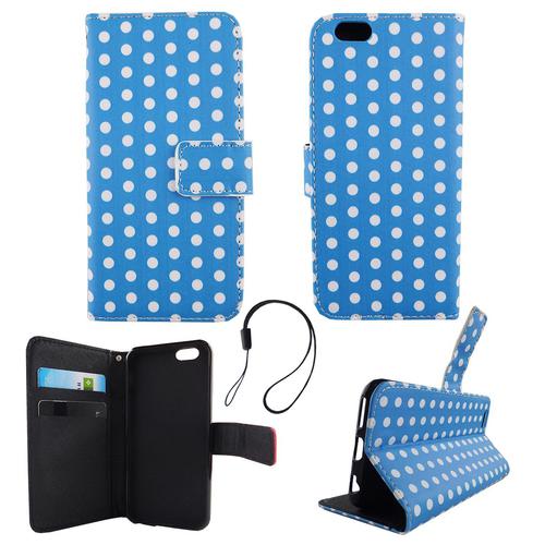 Handyh�lle Tasche f�r Handy Apple iPhone 6 / 6s Polka Dot Blau Weiss