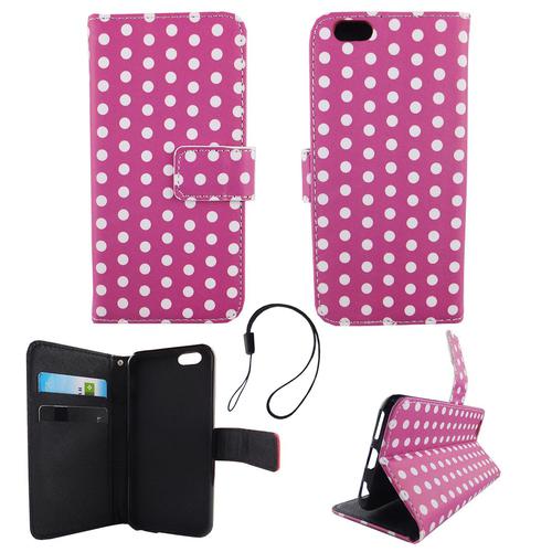 Handyh�lle Tasche f�r Handy Apple iPhone 6 / 6s Polka Dot Lila Weiss