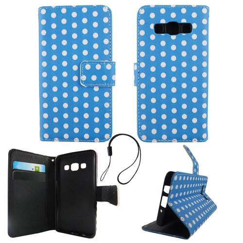 Handyh�lle Tasche f�r Handy Samsung Galaxy A3 2015 Polka Dot Blau Weiss