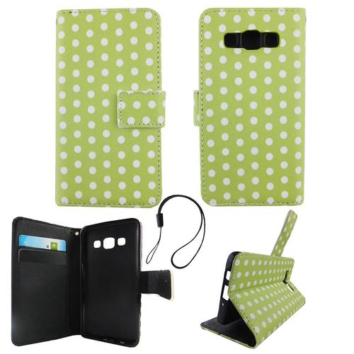 Handyh�lle Tasche f�r Handy Samsung Galaxy A3 2015 Polka Dot Gr�n Weiss