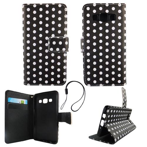 Handyh�lle Tasche f�r Handy Samsung Galaxy A3 2015 Polka Dot Schwarz Weiss