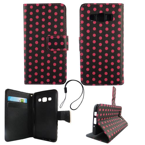 Handyh�lle Tasche f�r Handy Samsung Galaxy A3 2015 Polka Dot Schwarz Pink