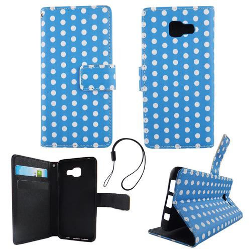 Handyh�lle Tasche f�r Handy Samsung Galaxy A3 2016 Polka Dot Blau Weiss