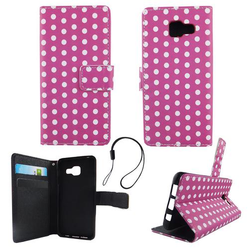 Handyh�lle Tasche f�r Handy Samsung Galaxy A3 2016 Polka Dot Lila Weiss