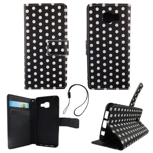 Handyh�lle Tasche f�r Handy Samsung Galaxy A3 2016 Polka Dot Schwarz Weiss