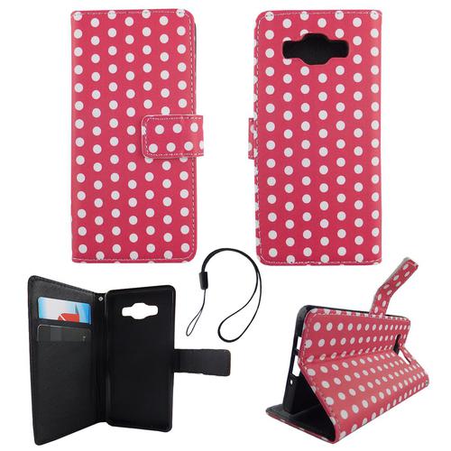 Handyh�lle Tasche f�r Handy Samsung Galaxy A5 2015 Polka Dot Pink Weiss