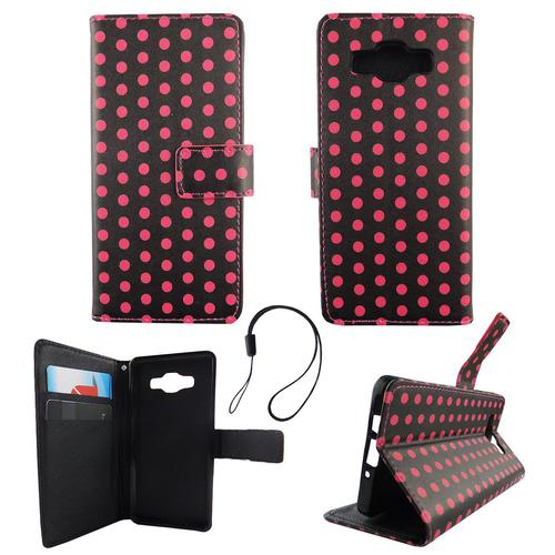 Handyh�lle Tasche f�r Handy Samsung Galaxy A5 2015 Polka Dot Schwarz Pink