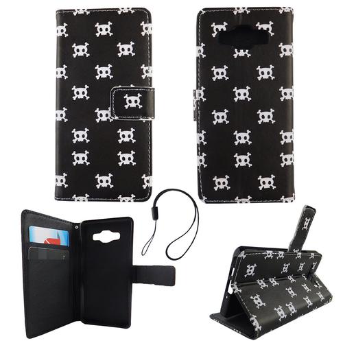Handyh�lle Tasche f�r Handy Samsung Galaxy A5 2015 Polka Dot Totenkopf