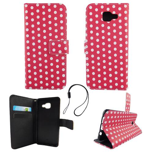Handyh�lle Tasche f�r Handy Samsung Galaxy A5 2016 Polka Dot Pink Weiss