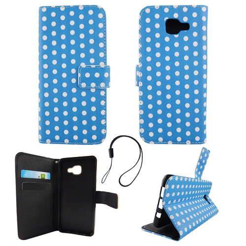 Handyh�lle Tasche f�r Handy Samsung Galaxy A5 2016 Polka Dot Blau Weiss
