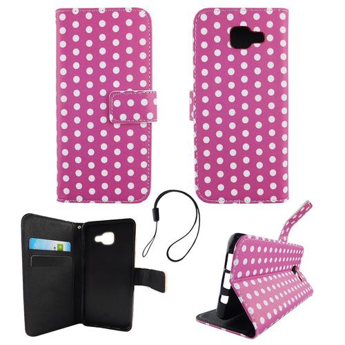 Handyh�lle Tasche f�r Handy Samsung Galaxy A5 2016 Polka Dot Lila Weiss