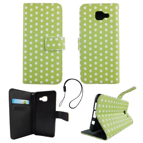 Handyh�lle Tasche f�r Handy Samsung Galaxy A5 2016 Polka Dot Gr�n Weiss