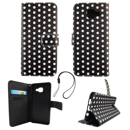 Handyh�lle Tasche f�r Handy Samsung Galaxy A5 2016 Polka Dot Schwarz Weiss