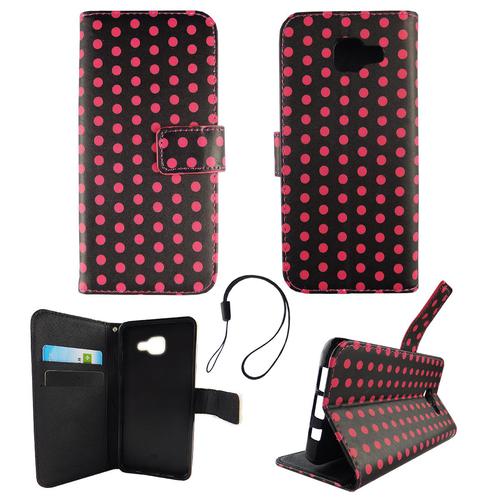 Handyh�lle Tasche f�r Handy Samsung Galaxy A5 2016 Polka Dot Schwarz Pink