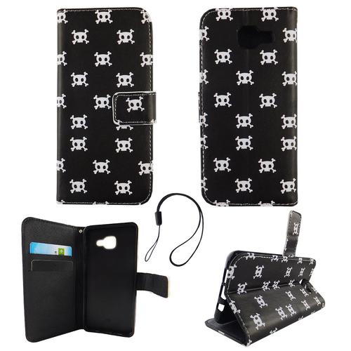 Handyh�lle Tasche f�r Handy Samsung Galaxy A5 2016 Polka Dot Totenkopf