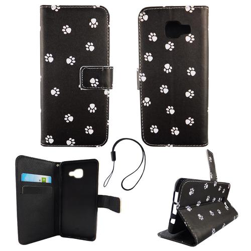 Handyh�lle Tasche f�r Handy Samsung Galaxy A5 2016 Polka Dot Hundepfoten