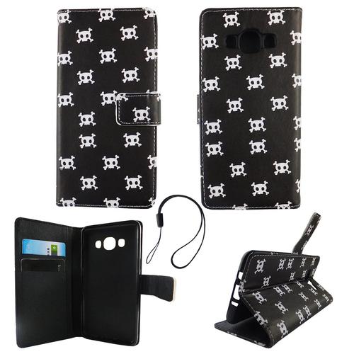 Handyh�lle Tasche f�r Handy Samsung Galaxy J5 2016 Polka Dot Totenkopf