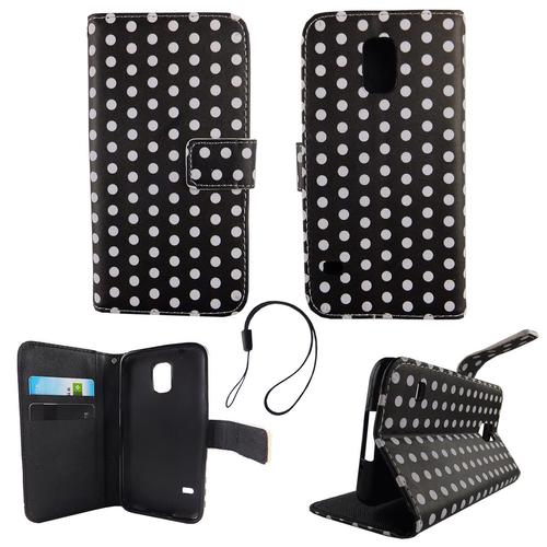 Handyh�lle Tasche f�r Handy Samsung Galaxy S5 / S5 Neo Polka Dot Schwarz Weiss