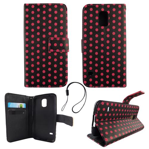 Handyh�lle Tasche f�r Handy Samsung Galaxy S5 / S5 Neo Polka Dot Schwarz Pink