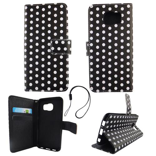Handyh�lle Tasche f�r Handy Samsung Galaxy S6 Polka Dot Schwarz Weiss