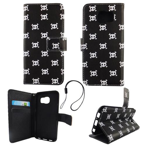 Handyh�lle Tasche f�r Handy Samsung Galaxy S6 Polka Dot Totenkopf
